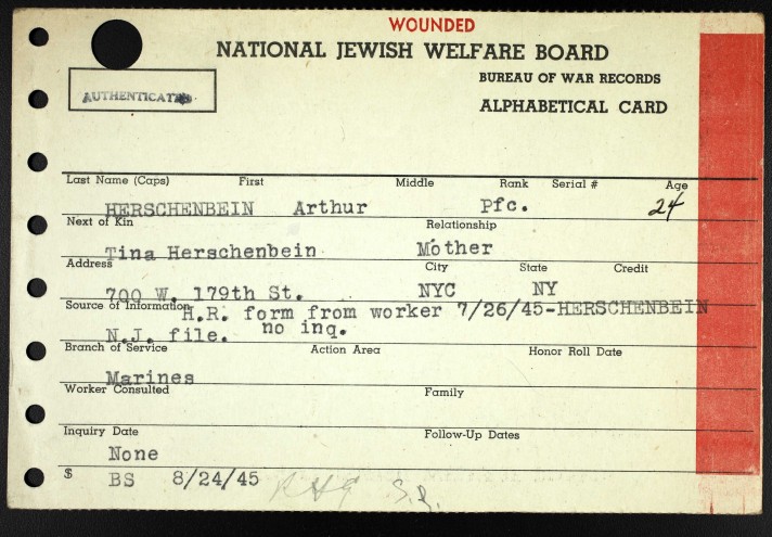 Arthur Hirshenbein, wounded in action